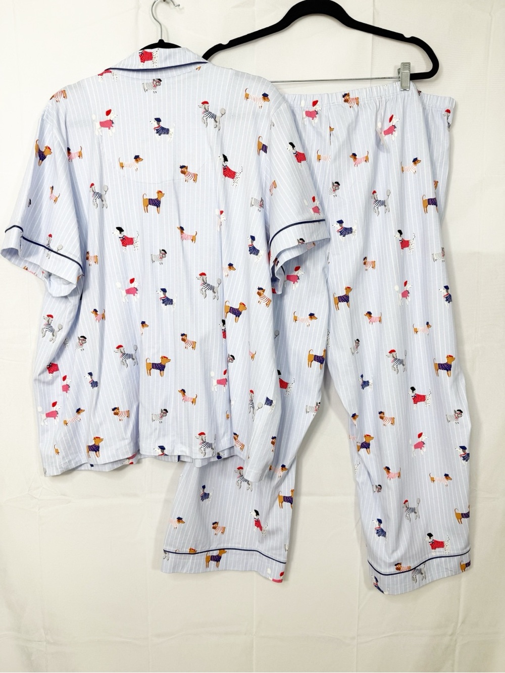 BedHead French Pups Short Sleeve Classic Jersey Cropped Pajama Set Parisian Dog - Picture 4 of 16